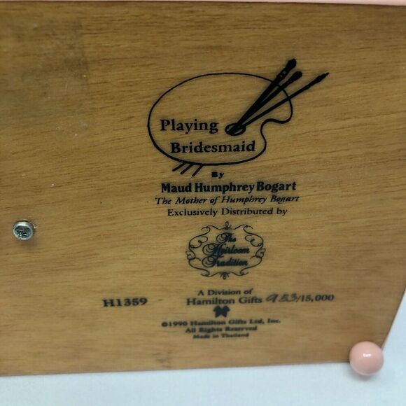 Hamilton Maud Humphrey Bogart Playing Bridesmaid Music Box Blush Pink Trinket - Picture 8 of 11